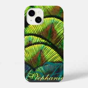 Peacock feathers close-up aqua iphone case