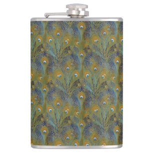 Peacock Feathers Coordinates Hip Flask