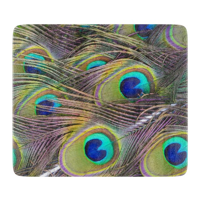 Peacock Feathers Cutting Board (Front)