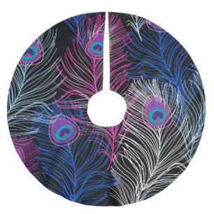 Peacock Feathers Dark: Gorgeous Vintage Design Brushed Polyester Tree Skirt