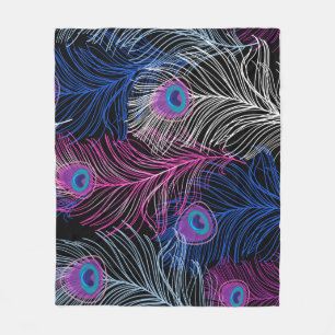 Peacock Feathers Dark: Gorgeous Vintage Design Fleece Blanket