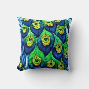Peacock Feathers Design Cushion