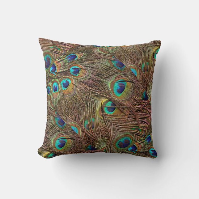 Peacock Feathers Design PIllow (Front)