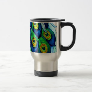 Peacock Feathers Design Travel Mug