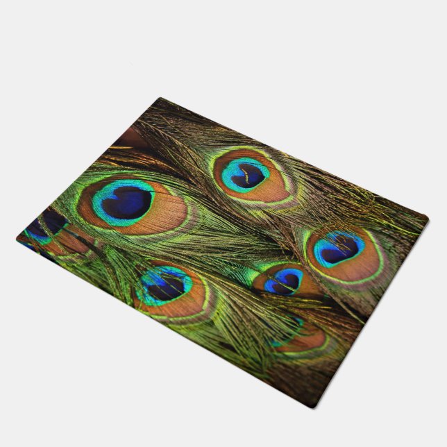 Peacock Feathers Door Mat (Angled)