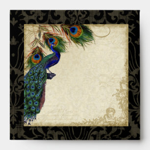 Peacock & Feathers Elegant Matching Wedding Set Envelopes