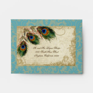 Peacock & Feathers Elegant Matching Wedding Set Envelopes
