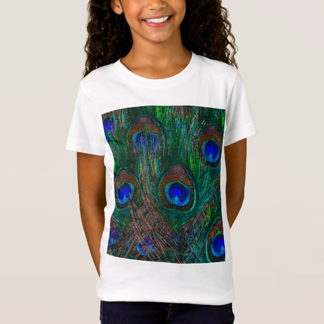 Peacock Feathers Etching Style T-Shirt (Front)