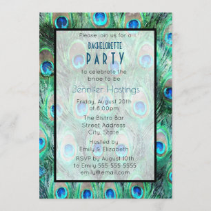 Peacock Feathers Exotic Bachelorette Party Invite