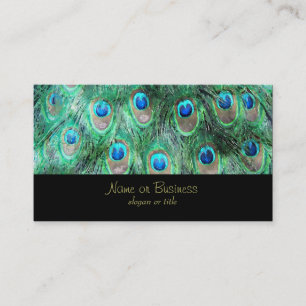 Peacock Feathers Exotic Wild Watercolor Pattern Business Card