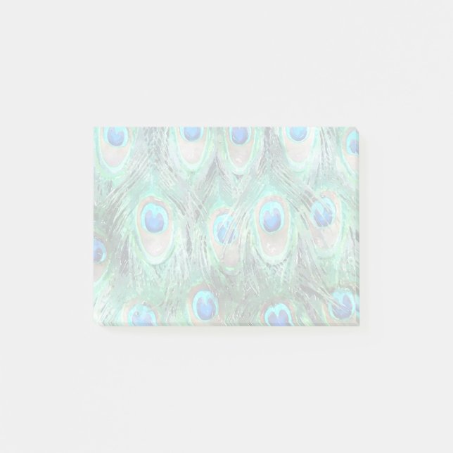 Peacock Feathers Exotic Wild Watercolor Pattern Post-it Notes (Front)