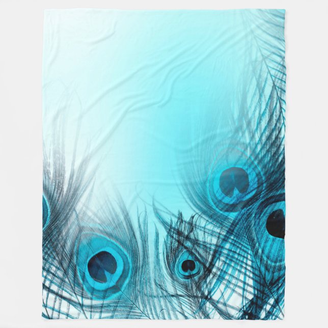 Peacock Feathers Fleece Blanket (Front)