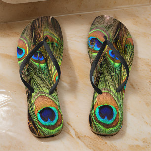 Peacock Feathers Flip Flops