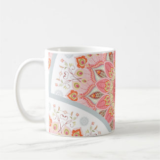 Peacock Feathers, Floral Round Ornament. Coffee Mug