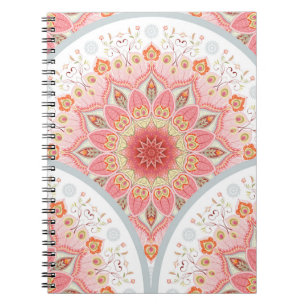 Peacock Feathers, Floral Round Ornament. Notebook