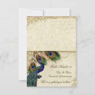 Peacock & Feathers Formal DIY Folding Tent Cards