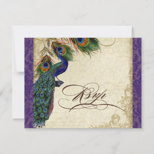 Peacock & Feathers Formal RSVP Response Purple
