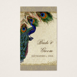 Peacock & Feathers Formal Wedding Favour Gift Tags