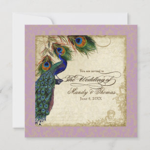 Peacock & Feathers Formal Wedding Invite Lavender