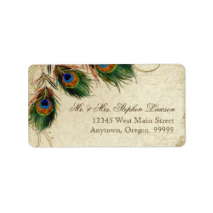 Peacock & Feathers Formal Wedding Matching Address Label