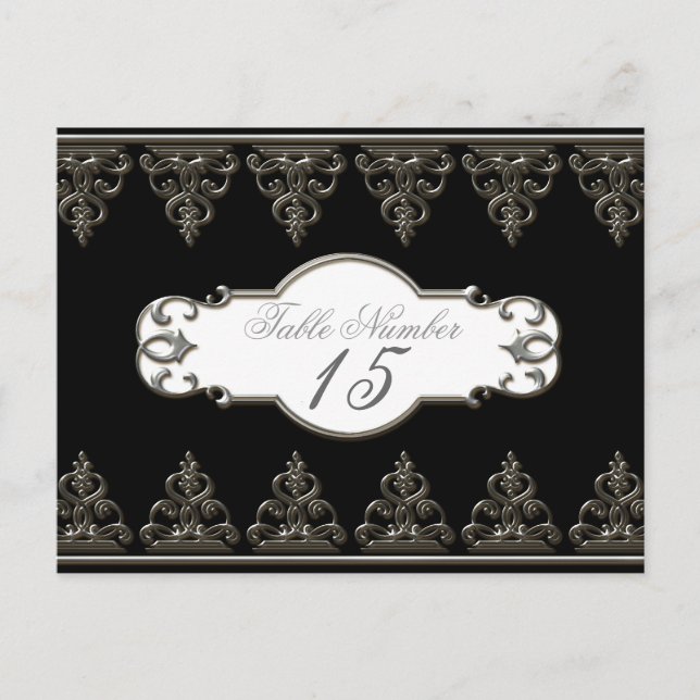 Peacock & Feathers Formal Wedding Table Numbers Postcard (Front)