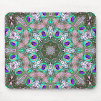 Peacock Feathers Geometric Mandala Mousepad