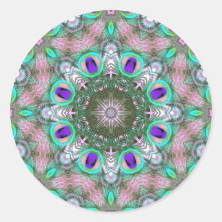 Peacock Feathers Geometric Mandala  Sticker