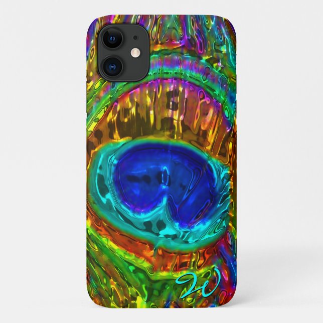 Peacock Feathers Glass Art 1 Case-Mate iPhone Case (Back)