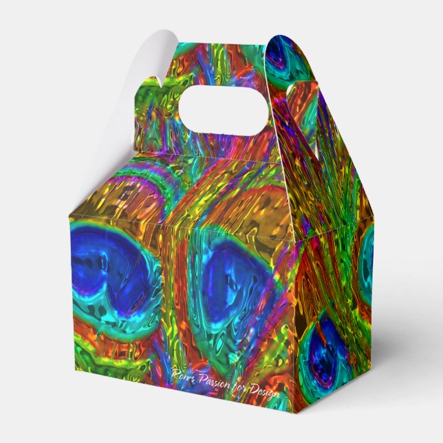 Peacock Feathers Glass Art 1 Favour Box (Front Side)