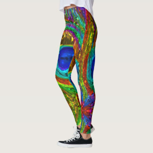 Peacock Feathers Glass Art 1 Leggings
