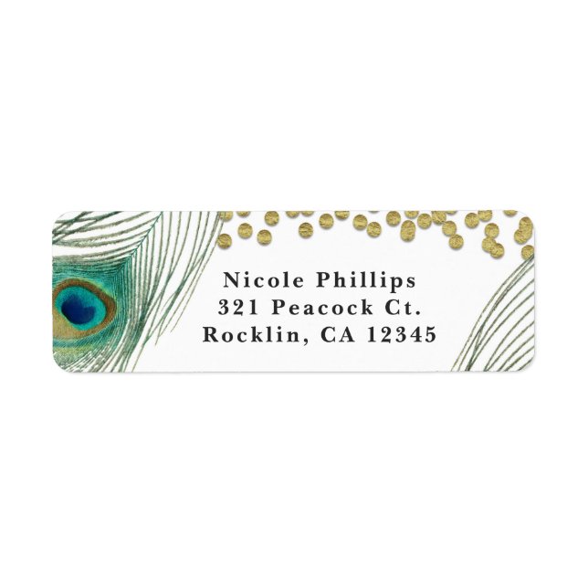 Peacock Feathers & Gold Boho Glam Invitation (Front)