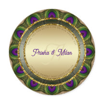Peacock Feathers Gold Modern Indian Wedding
