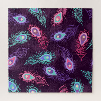 Peacock Feathers: Hand Drawn Vintage. Jigsaw Puzzle