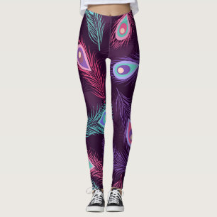 Peacock Feathers: Hand Drawn Vintage. Leggings