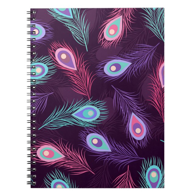 Peacock Feathers: Hand Drawn Vintage. Notebook (Front)