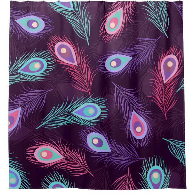 Peacock Feathers: Hand Drawn Vintage. Shower Curtain (Front)