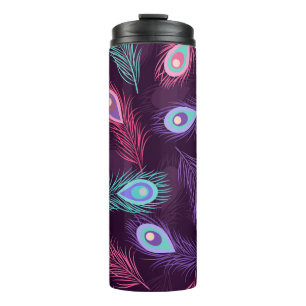 Peacock Feathers: Hand Drawn Vintage. Thermal Tumbler