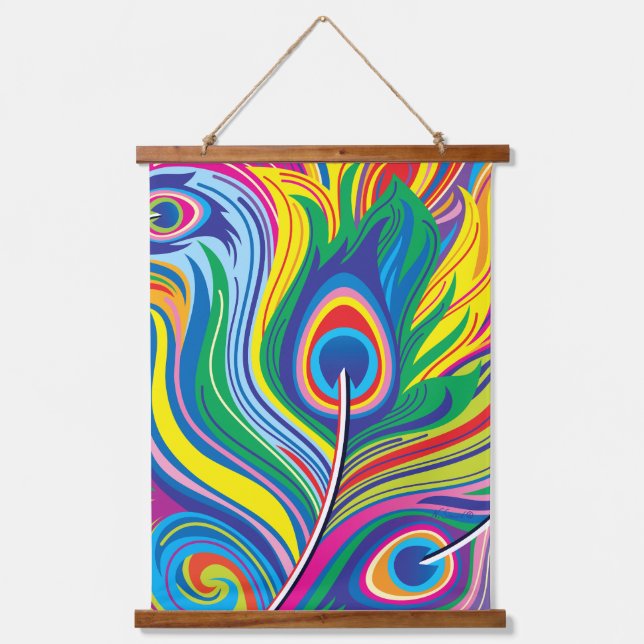 Peacock Feathers Hanging Tapestry (Front)