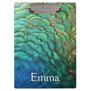Peacock Feathers I Colourful Abstract Nature Desig Clipboard
