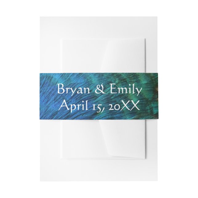 Peacock Feathers I Colourful Abstract Nature Desig Invitation Belly Band (Front Example)