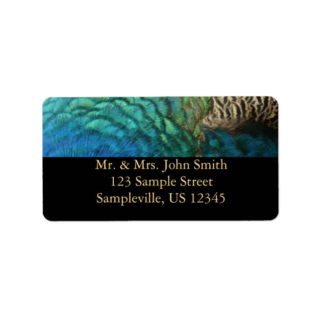 Peacock Feathers I Colourful Abstract Nature Desig Label (Front)