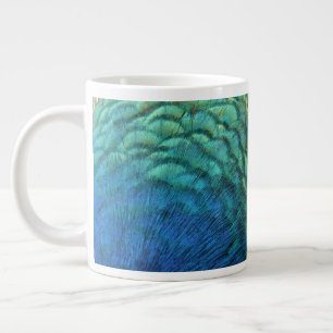 Peacock Feathers I Colourful Abstract Nature Desig Large Coffee Mug