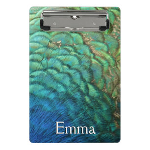 Peacock Feathers I Colourful Abstract Nature Desig Mini Clipboard
