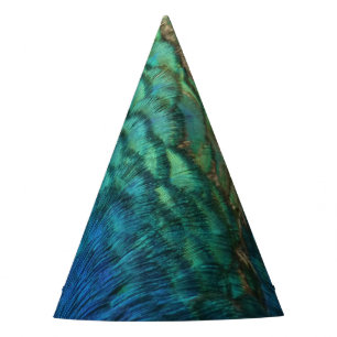 Peacock Feathers I Colourful Abstract Nature Desig Party Hat