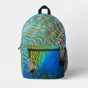 Peacock Feathers I Colourful Abstract Nature Desig Printed Backpack