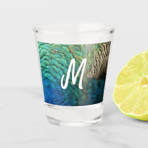 Peacock Feathers I Colourful Abstract Nature Desig Shot Glass