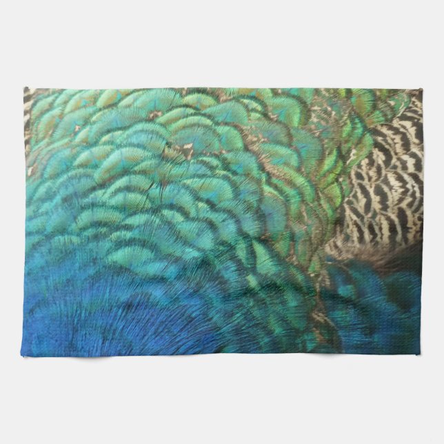 Peacock Feathers I Colourful Abstract Nature Desig Tea Towel (Horizontal)