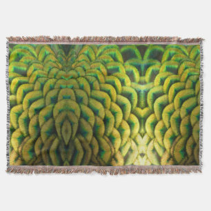 Peacock Feathers II Colourful Nature Throw Blanket