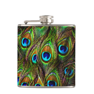 Peacock Feathers Invasion Hip Flask