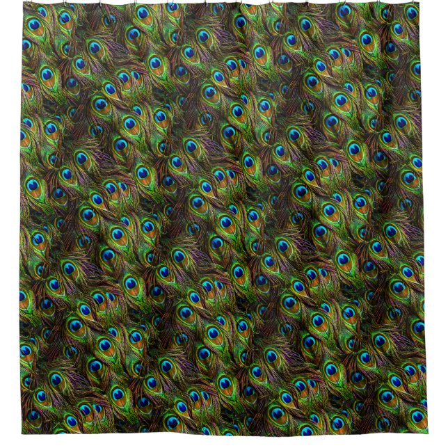 Peacock Feathers Invasion Shower Curtain (Front)